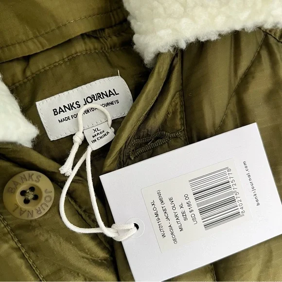 NWT Banks Journal Georgia Jacket Sherpa Collar Mid-Weight Quilted Weave XL M - Picture 14 of 16